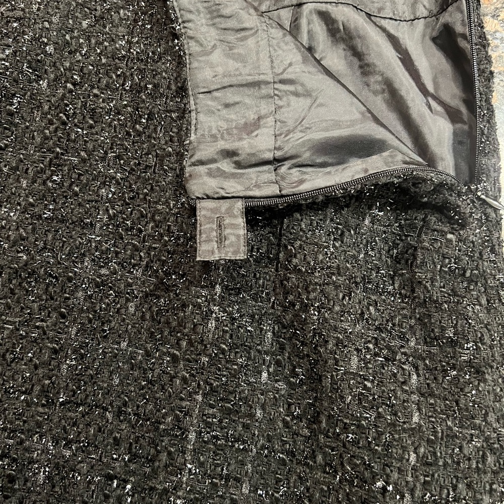 Vintage 90s Dalia Collection Black Sparkle Tweed Mini Pencil Skirt Size 8 NEW! - Picture 9 of 12